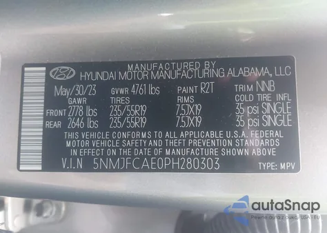 2023 Hyundai Tucson Sel из США, поврежденный, VIN 5NMJFCAE0PH280303